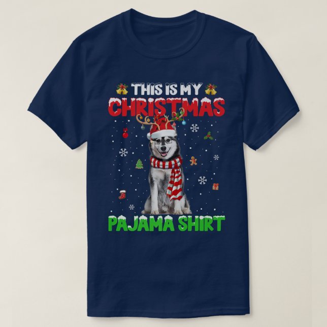 Det här är min jul Pajama Ljus Siberian husky T Shirt (Design framsida)