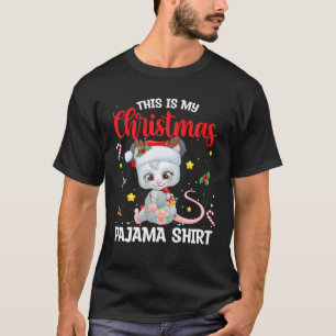 Det här är min jul Pajama Opossum Santa Hat T Shirt