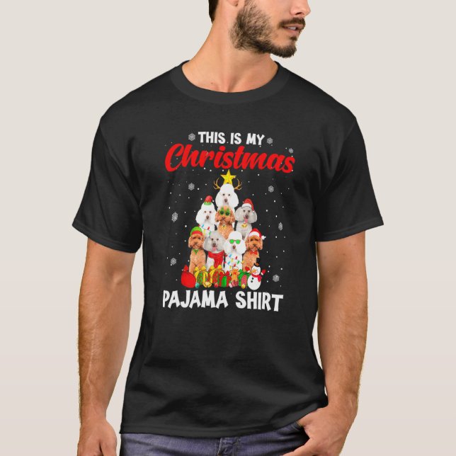 Det här är min jul Pajama Pudel Hund Julafton Träd T Shirt (Framsida)