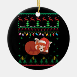 Det här är min jul Pajama Red Panda Ugly Sweater Julgransprydnad Keramik