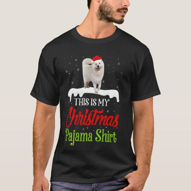 Det här är min Jul Pajama Samoyed Hund T Shirt (Framsida)