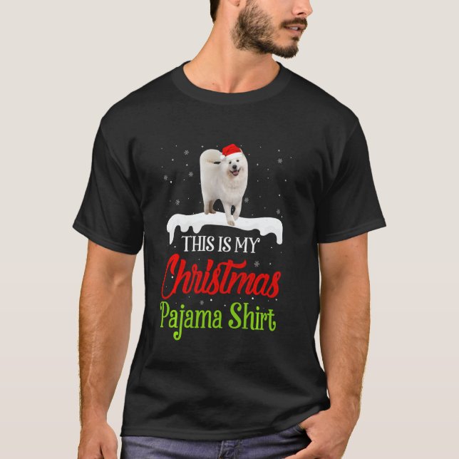 Det här är min Jul Pajama Samoyed Hund T Shirt (Framsida)