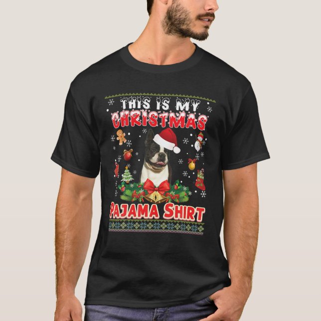 Det här är min jul Pajama Shirt Boston Terrier D T (Framsida)