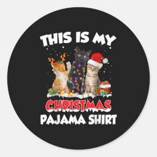 Det här är min jul Pajama Shirt Funny Santa Cat Runt Klistermärke