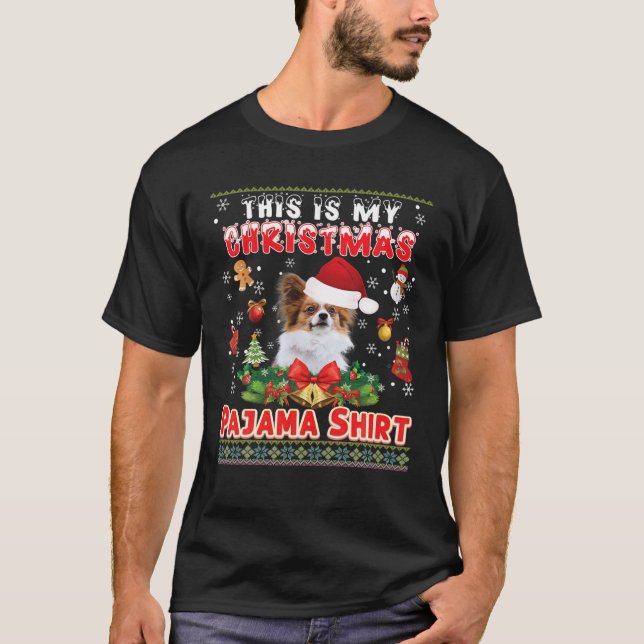 Det här är min jul Pajama Shirt Papillon Hund Ugl T (Framsida)