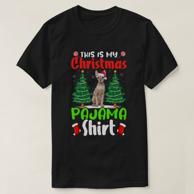 Det här är min jul Pajama Shirt Sphynx Cat Chris T Shirt (Design framsida)