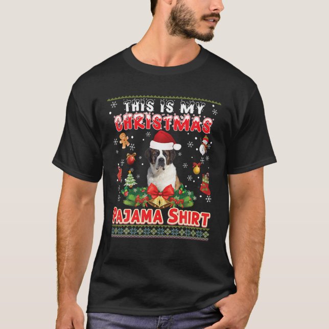Det här är min jul Pajama Shirt St. Bernard Hund T Shirt (Framsida)