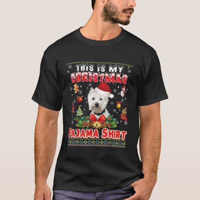 Det här är min jul Pajama Shirt Westie Hund Ugly T Shirt (Framsida)
