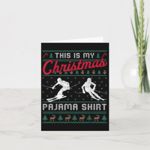 Det här är min jul Pajama Skiing Ugly Sweater Fu Kort