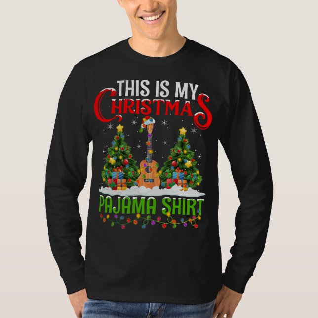 Det här är min jul Pajama Ukulele Music Christma T Shirt (Framsida)