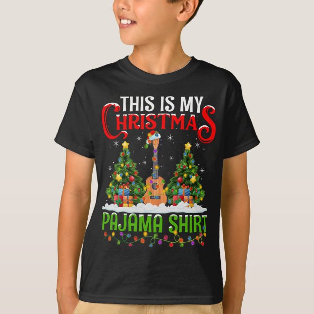 Det här är min jul Pajama Ukulele Music Christma T Shirt (Framsida)