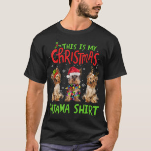 Det här är min jul Pajama Yorkie Hund Funny Julaft T Shirt