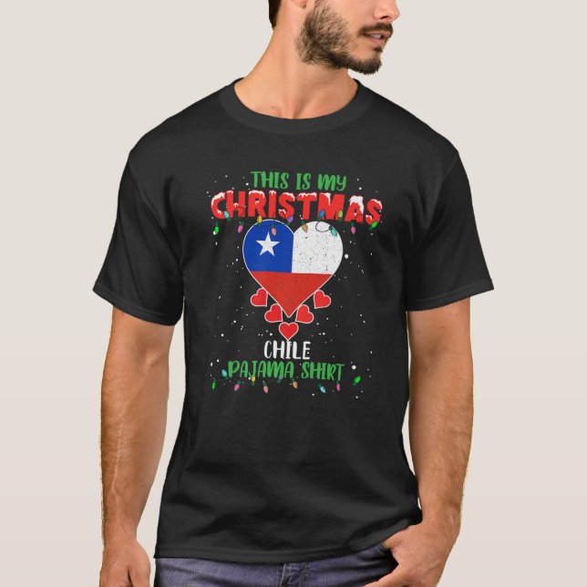 Det här är min julklapp Ljus Kärlek Chile Flagga P T Shirt (Framsida)