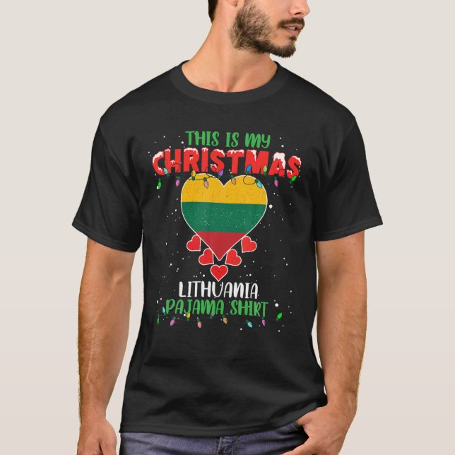 Det här är min julklapp Ljus Kärlek Litauen Flagga T Shirt (Framsida)