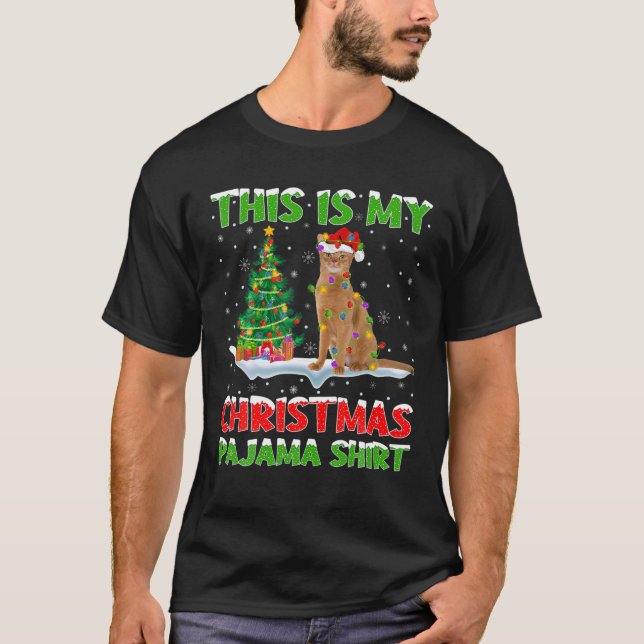 Det här är min julklapp Pajama Abyssinian Cat Chri T Shirt (Framsida)