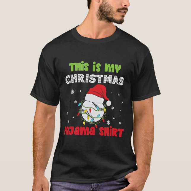 Det här är min julklapp Pajama Baseball Funny T Shirt (Framsida)