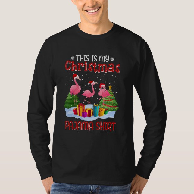 Det här är min julklapp Pajama Flamingo Family Jul T Shirt (Framsida)
