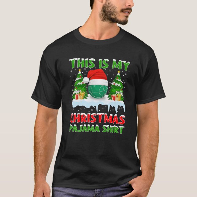 Det här är min julklapp Pajama Funny Bocce Julafto T Shirt (Framsida)