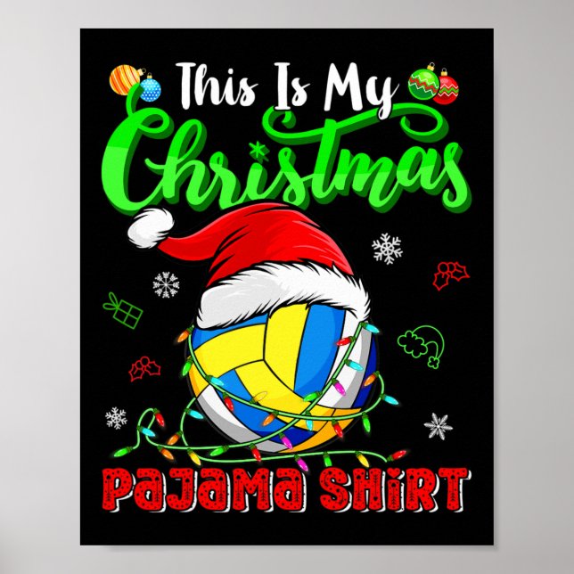 Det här är min julklapp Pajama Funny Volleyball Äl Poster (Framsidan)