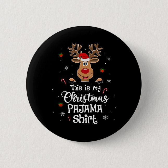 Det här är min julklapp Pajama-Roligt, julrenar Knapp (Framsida)