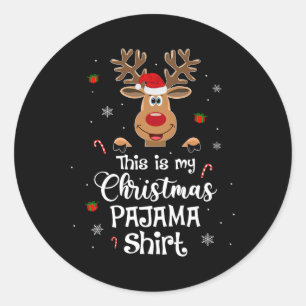 Det här är min julklapp Pajama-Roligt, julrenar Runt Klistermärke