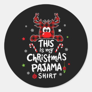 Det här är min julklapp Pajama-Roligt, julrenar Runt Klistermärke