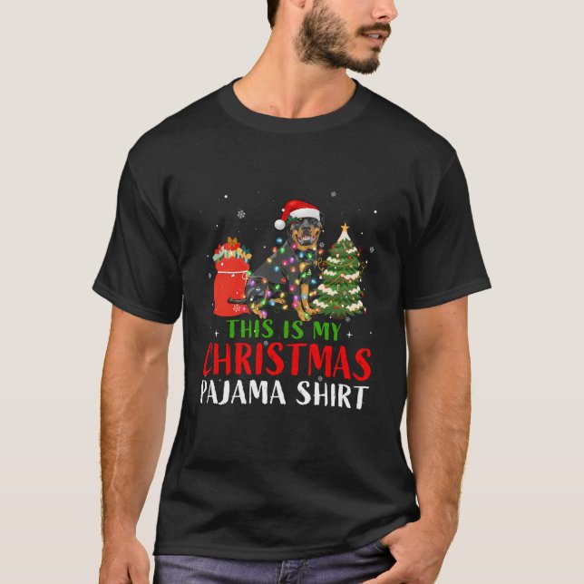 Det här är min julklapp Pajama Rottweiler Hund T Shirt (Framsida)