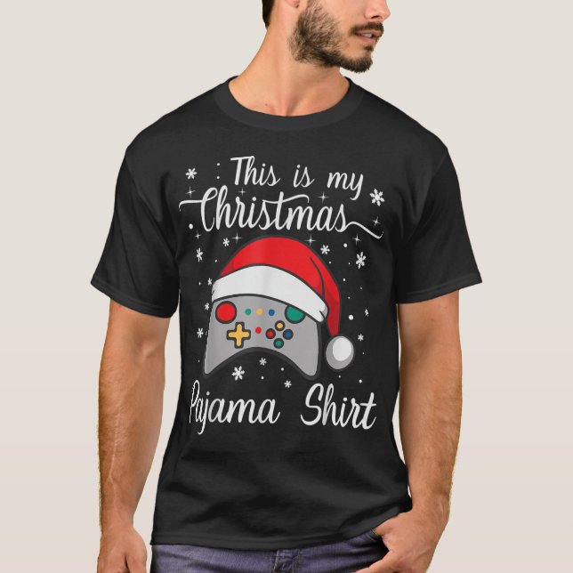 Det här är min julklapp Pajama Santa Hat Controlle T Shirt (Framsida)