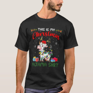 Det här är min julklapp Pajama Santa Reindeer Cow T Shirt
