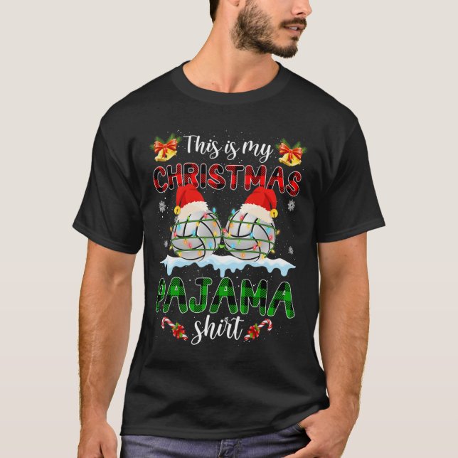 Det här är min julklapp Pajama Santa Volleyball Ju T Shirt (Framsida)