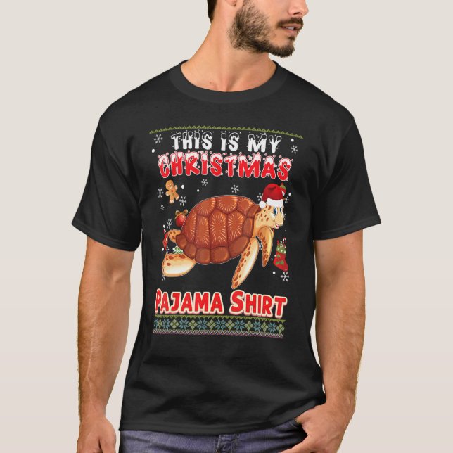 Det här är min julklapp Pajama Turtle Ugly Sweater T Shirt (Framsida)