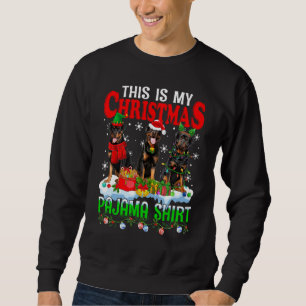 Det här är min julpajama Funny Rottweiler Hund L Lång Ärmad Tröja