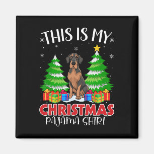 Det här är min julpajama Great dane Hund Julafton Magnet
