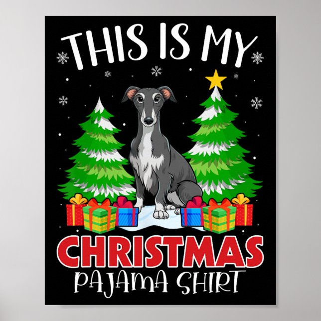 Det här är min julpajama Greyhound Hund Pjs Poster (Framsidan)