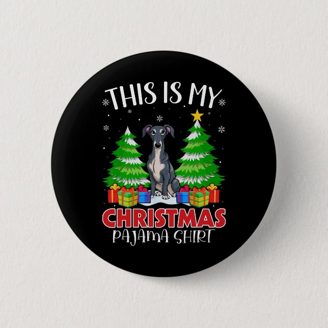 Det här är min julpajama italienska Greyhound-Hund Knapp (Framsida)