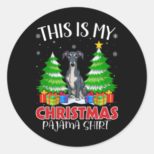 Det här är min julpajama italienska Greyhound-Hund Runt Klistermärke