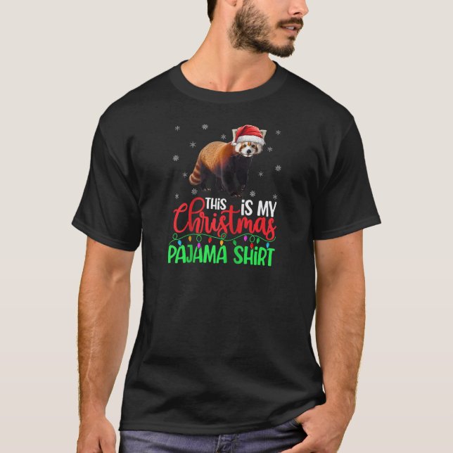 Det här är min julpajama Julafton Ljus Red Panda T Shirt (Framsida)