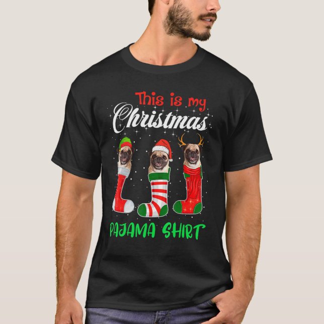 Det här är min julpajama Pug Hund Puppy T Shirt (Framsida)