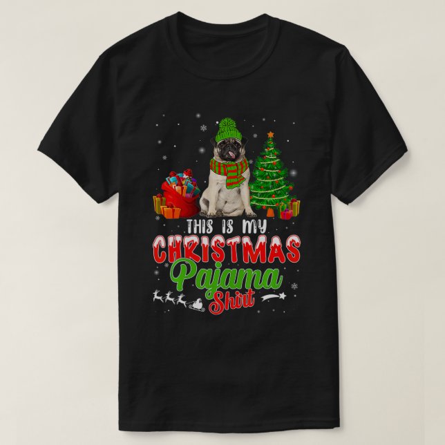 Det här är min julpajama Pug-Hund T Shirt (Design framsida)