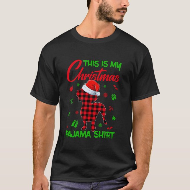 Det här är min julpajama Red Play Dachshund T Shirt (Framsida)