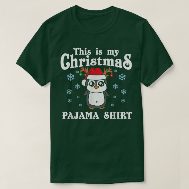 Det här är min julpenguin Pajama Santa Hat Snö T Shirt (Design framsida)