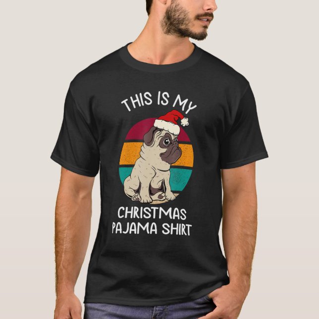 Det här är min julpj Pug-Hund som bär tomten T Shirt (Framsida)