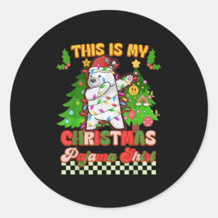 Det här är min julprat Pajama Funny Lar Bear Dabbi Runt Klistermärke