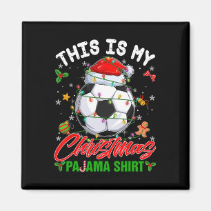 Det här är min julpyjamas-tröja fotboll tomtehatt magnet