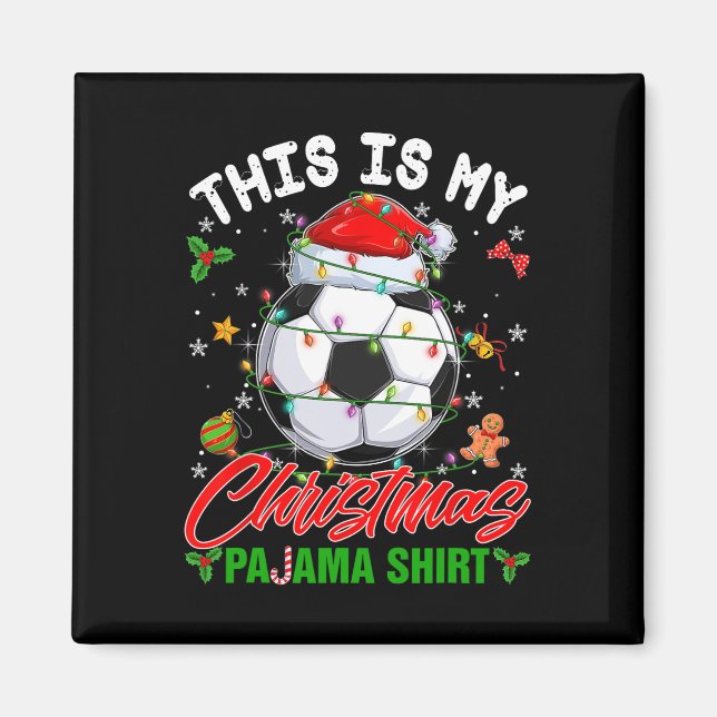 Det här är min julpyjamas-tröja fotboll tomtehatt magnet (Framsidan)