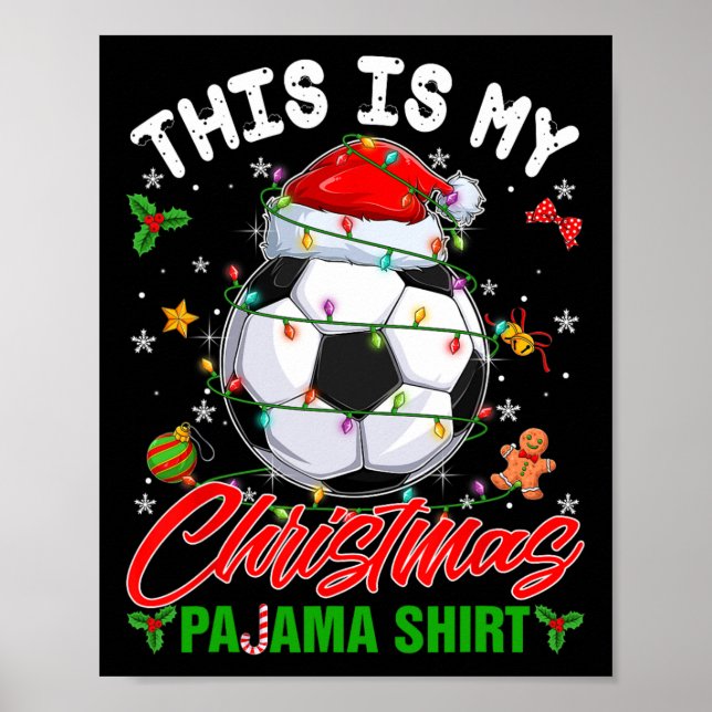 Det här är min julpyjamas-tröja fotboll tomtehatt poster (Framsidan)
