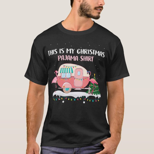 Det här är min julshirt Flamingo Camping R T Shirt (Framsida)
