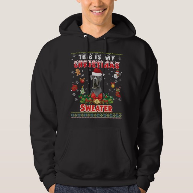 Det här är min julsötare Great dane Hund Ugly. Hoodie (Framsida)