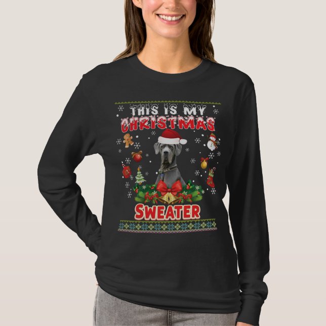 Det här är min julsötare Great dane Hund Ugly. T Shirt (Framsida)