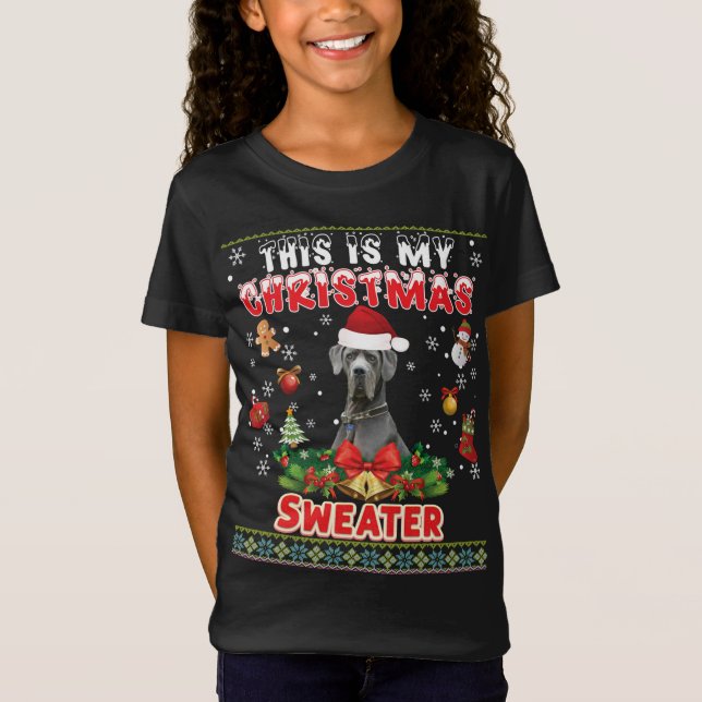 Det här är min julsötare Great dane Hund Ugly. T Shirt (Framsida)
